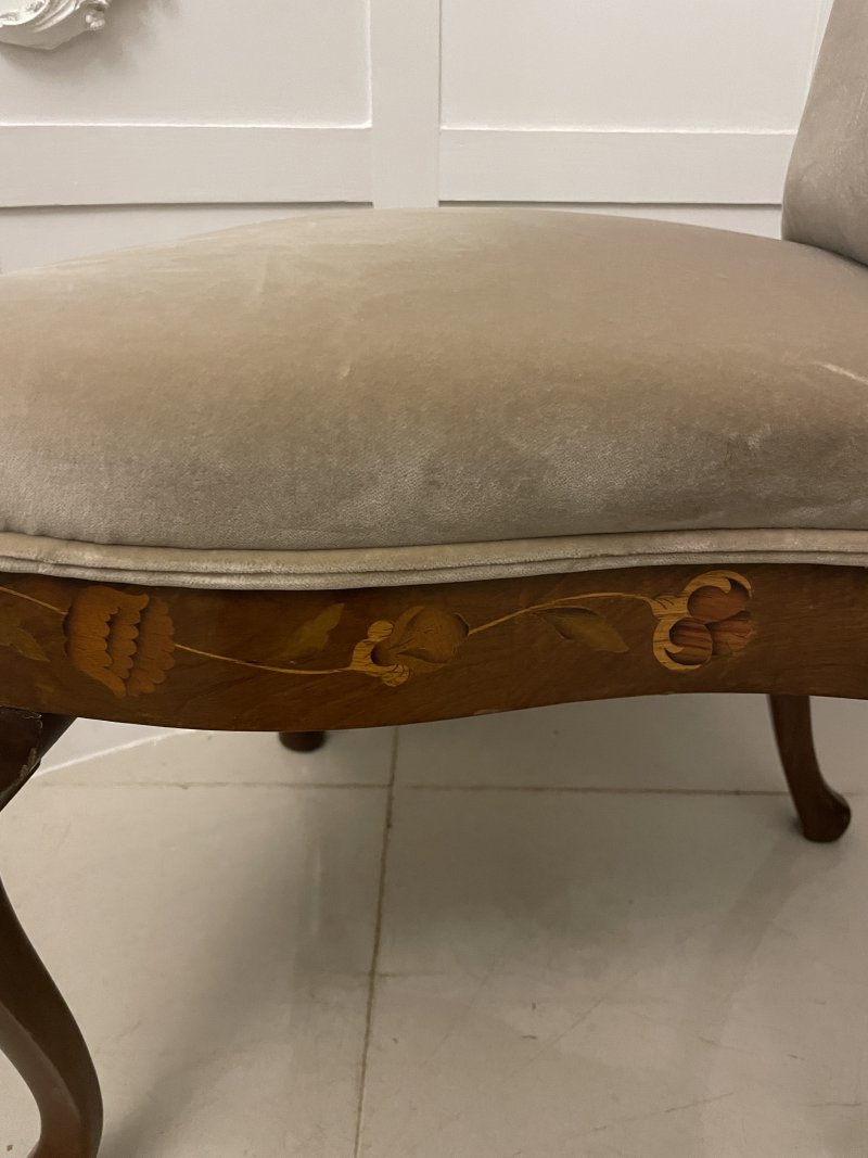 Set of 12 Antique Quality Burr Walnut Inlaid Marquetry Dining Chairs - Image 11